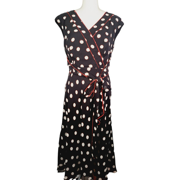 Coldwater Creek Dresses & Skirts - Coldwater Creek Women's V-Neck Silk Polka Dot Dress Size 10 NWT